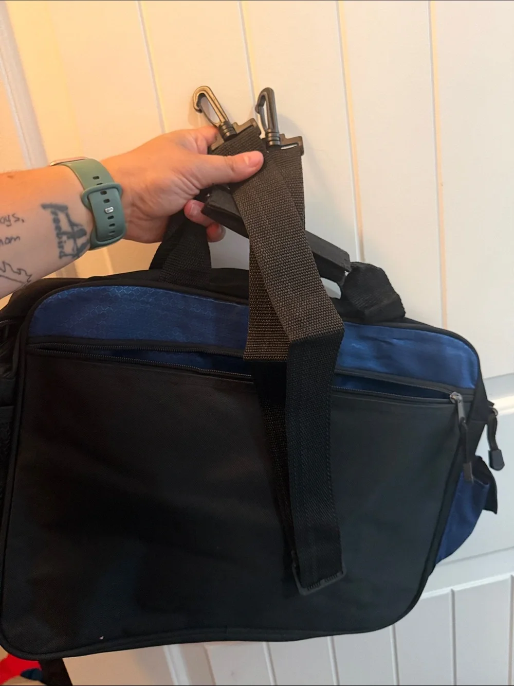 Men's Black and Blue Mess Professional Laptop Bag